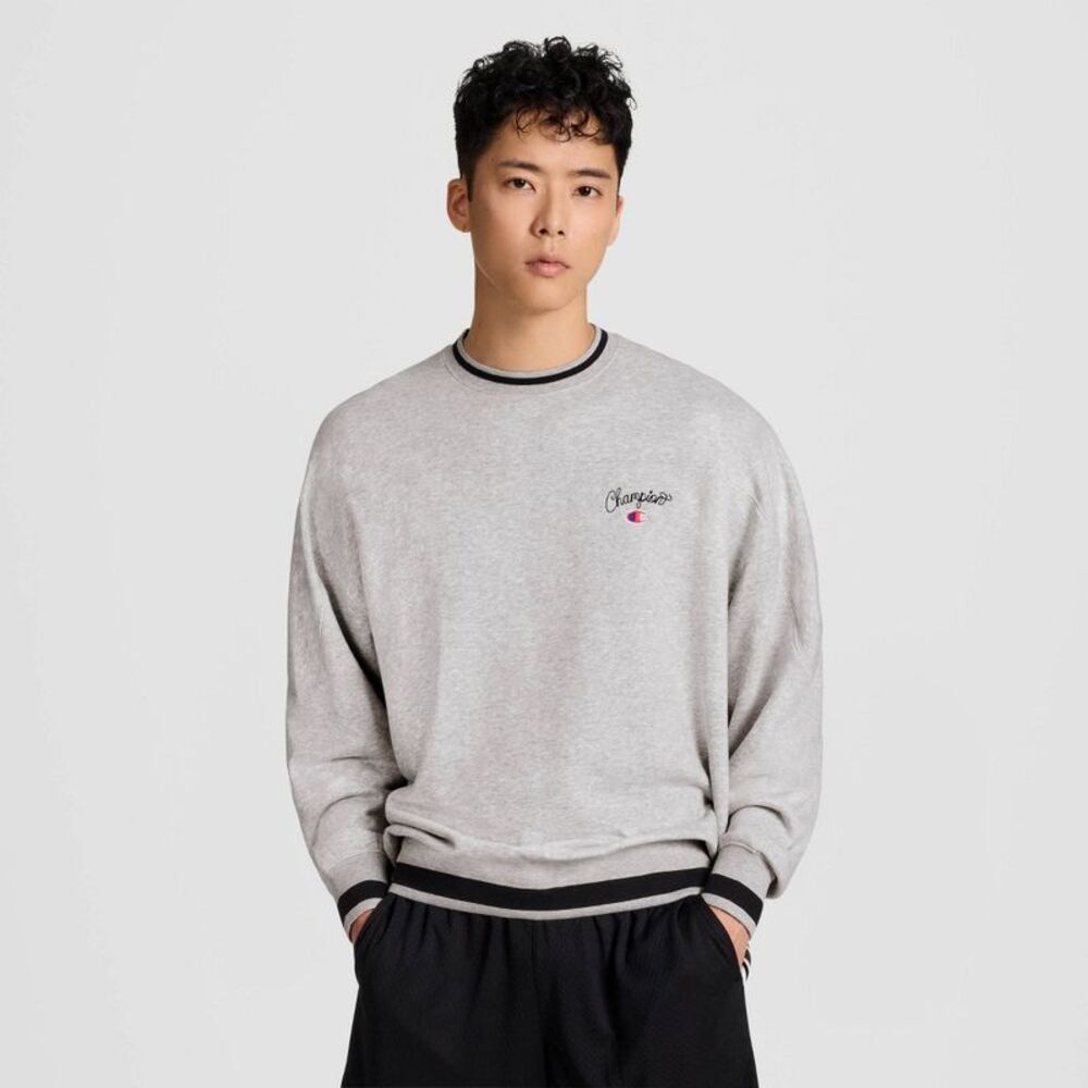 Champion Men's University Small Script Sweatshirt - Light Heather Gray S - Picture 1 of 5